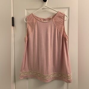 Adiva Light Pink Crochet-Trim Sleeveless Camisole